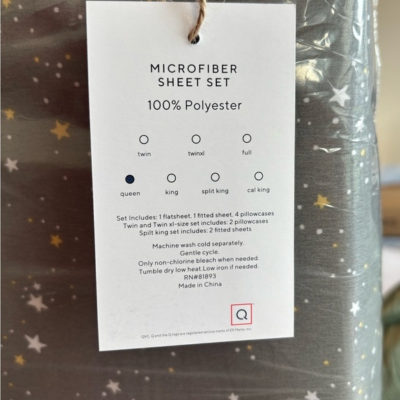 NEW Home Reflections Microfiber Sheet Set • Queen • Star Print Bedding • 6-Piece - Picture 2 of 4